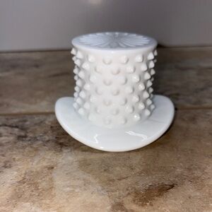 Fenton Milk Glass Hobnail Top Hat Toothpick Holder White candle holder